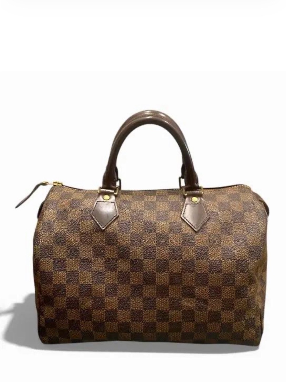 Louis Vuitton Brown Damier Ebene Satchel with Gold Hardware